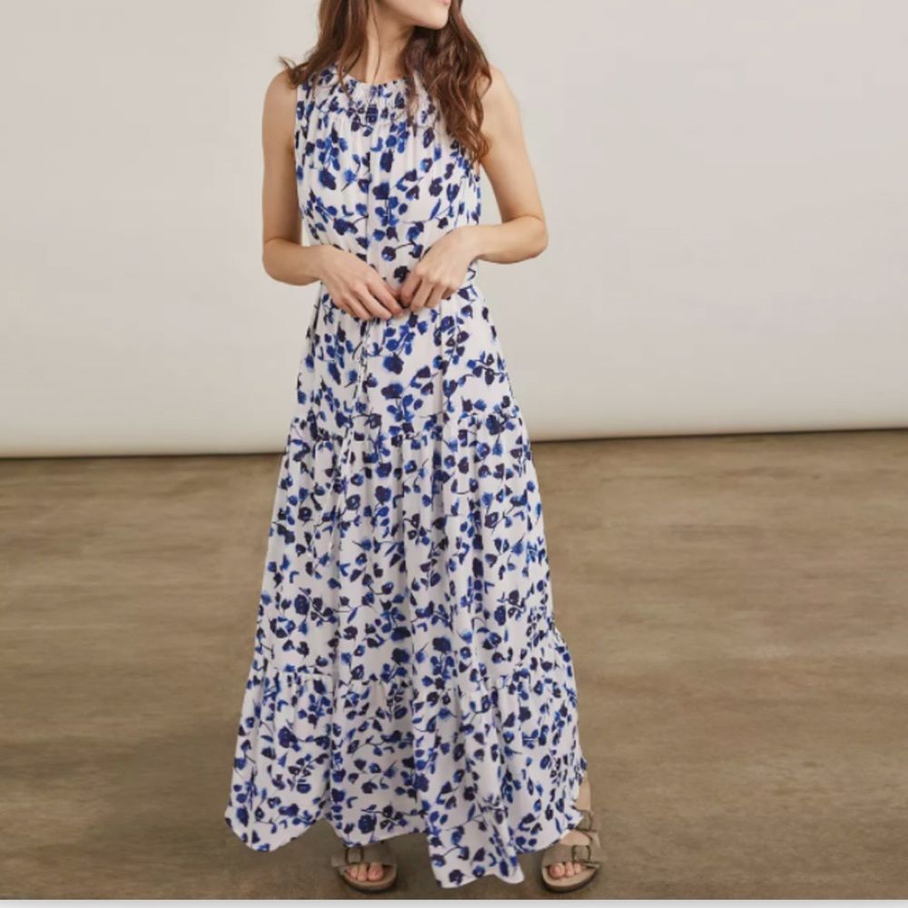 Elizabeth and James Blue and White Floral Maxi Dress